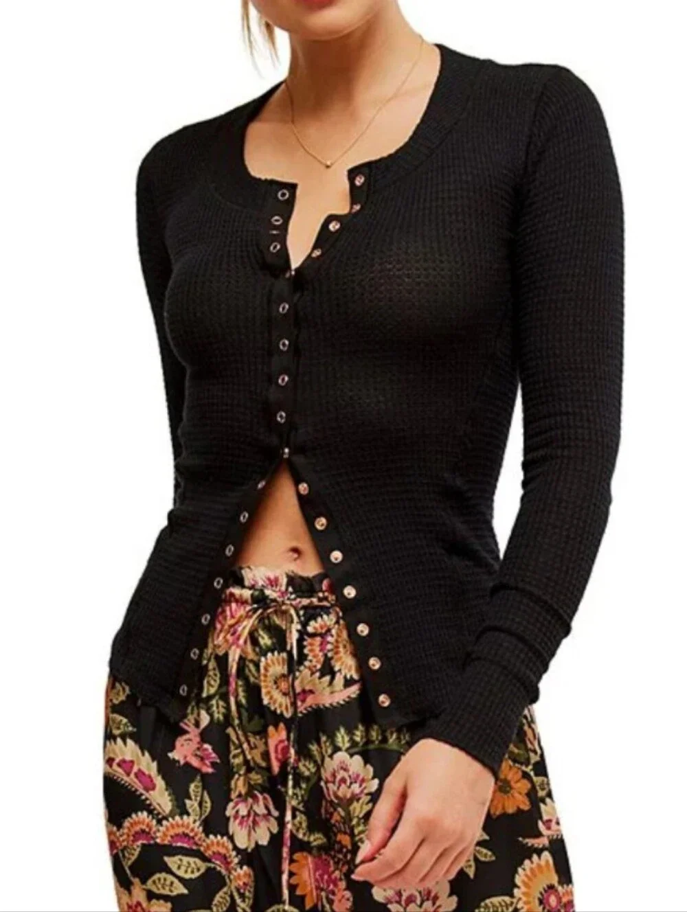 intimately FREE PEOPLE going places waffle cardi top XS S